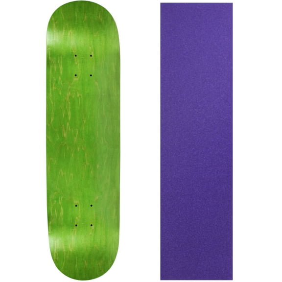 Skateboard Deck Pro 7-Ply Canadian Maple STAINED GREEN With Griptape 7.5" - 8.5"