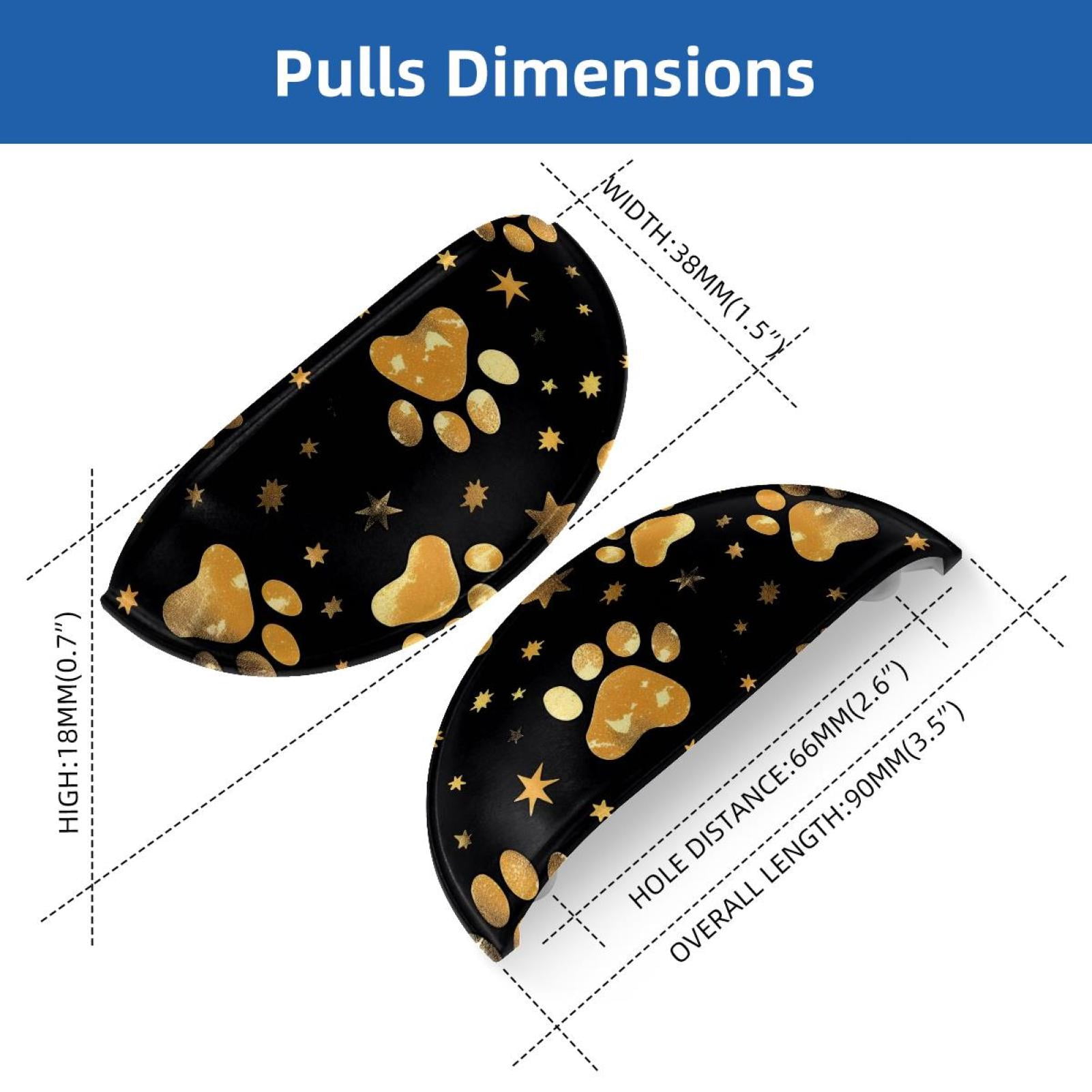 PhooArto 6 Pcs Cup Drawer Pulls, Gold Dog Paw Footprint Pattern Shell Shape Handles Cabinet Knobs for Dresser Cupboard Closet Wardrobe with Screws