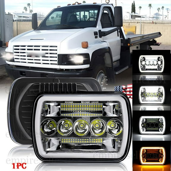 170W 7x6" Led Headlight Hi/Lo Halo Fit for GMC TopKick C6500 C5500 C4500 Truck