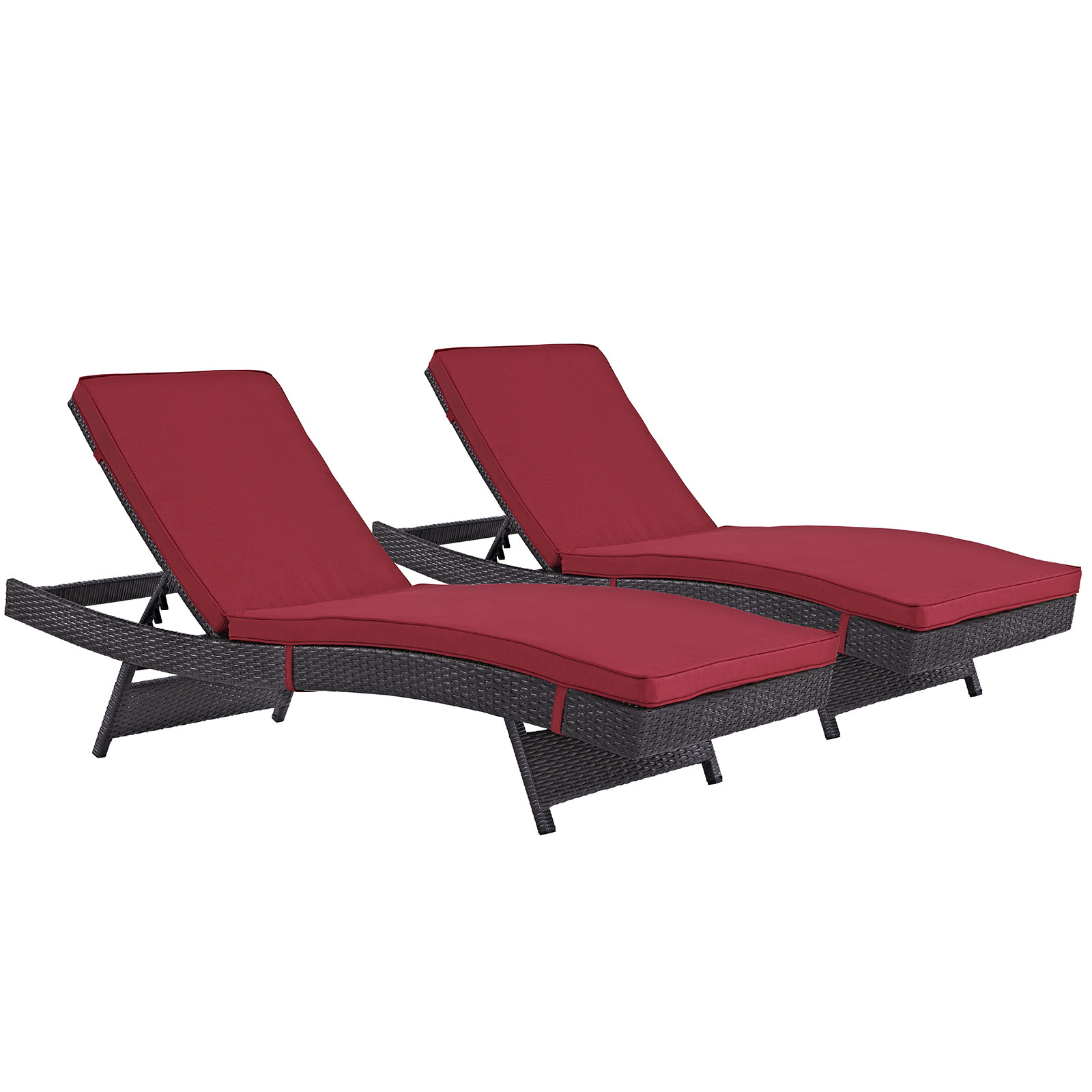 Modway Convene Chaise Outdoor Patio Set of 2 in Espresso Red - image 2 of 4