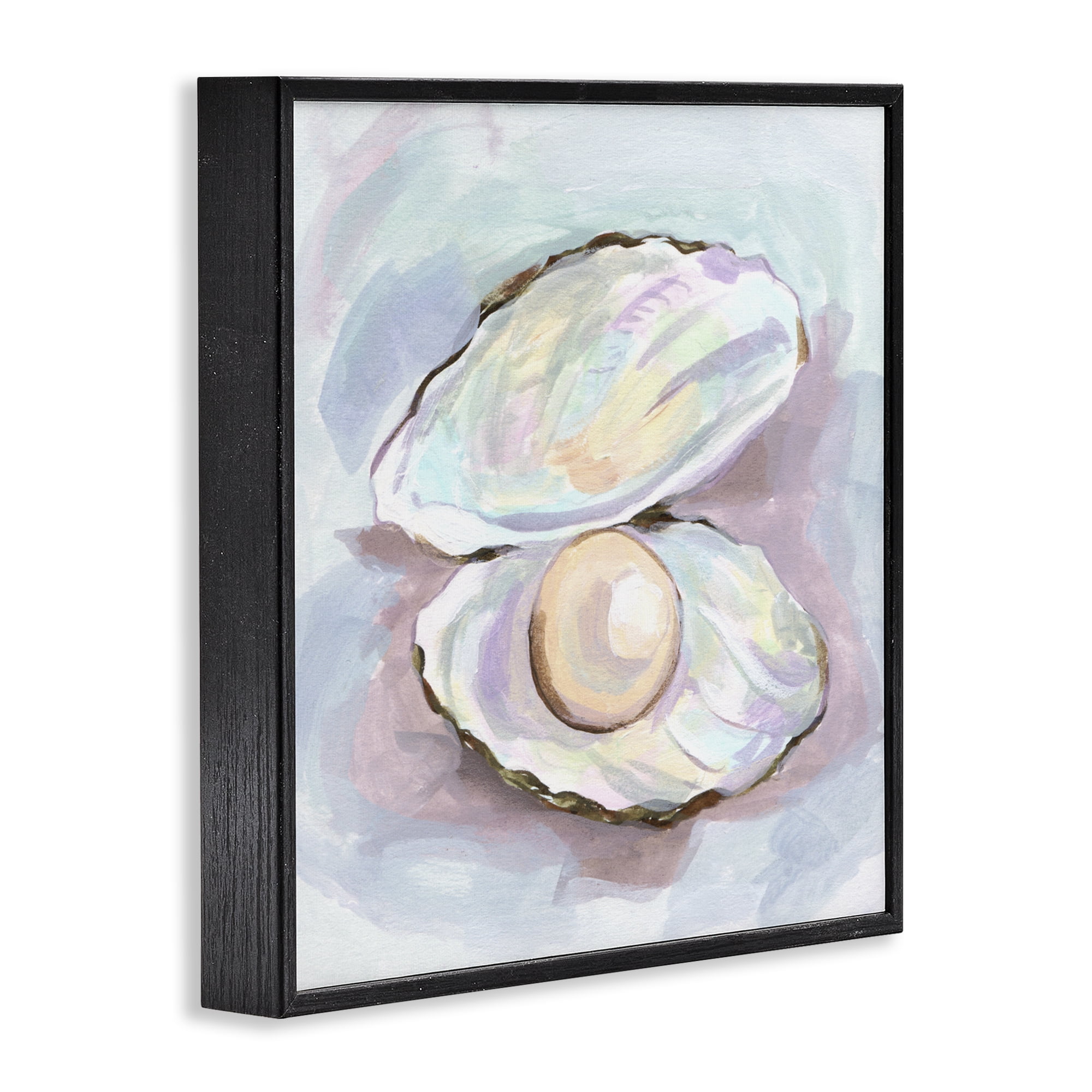 Stupell Industries Silent Opal Clam Pearl Black Framed Giclee Art, design by Melissa Wang