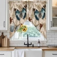 thumbnail image 3 of Swag Valance Curtains for Windows, Vintage Teal Butterfly Light Filtering Kitchen Curtains with Rod Pocket, Vintage Brown Tree Branch Window Treatment Valances for Living Room, 36x45 - 2 PCS, 3 of 9
