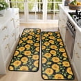 thumbnail image 4 of Kitchen Rugs Sets Of 2,Black Sunflower Bud Pattern Anti Fatigue Kitchen Mat Rugs Non Slip Washable,Decorative Kitchen Floor Mats for Kitchen,Sink,Laundry,17"x47"+17"x47", 4 of 5