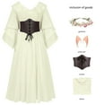 thumbnail image 2 of TFEOQRY Women's Renaissance Dress Set Ruffle Corset Belted Waist Maxi Dress Medieval Outfit Beige, 2 of 9