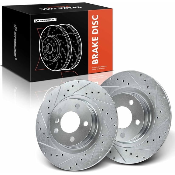 A-Premium 12.99 inch (330.00mm) Rear Drilled and Slotted Disc Brake Rotors Compatible with BMW Models - X3 2011-2017, X4 2015-2018, 2-PC Set