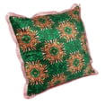 thumbnail image 5 of Creative Co-Op Cotton Blend Velvet Printed Pillow with Floral Pattern and Eyelash Fringe, Green, Pink and Orange Color, 5 of 5