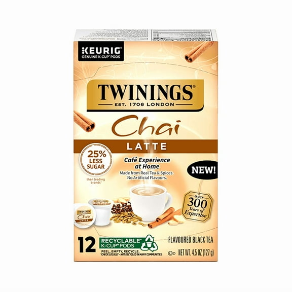 Pack of 6, Twining Chai Latte K-Cup Pods, 4.5 oz