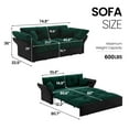 thumbnail image 4 of Aukfa 74.8" Queen Pull Out Sofa Bed, Convertible Loveseat Sleeper Sofa Couch with 2 Pillows, Tufted, Green, 4 of 8