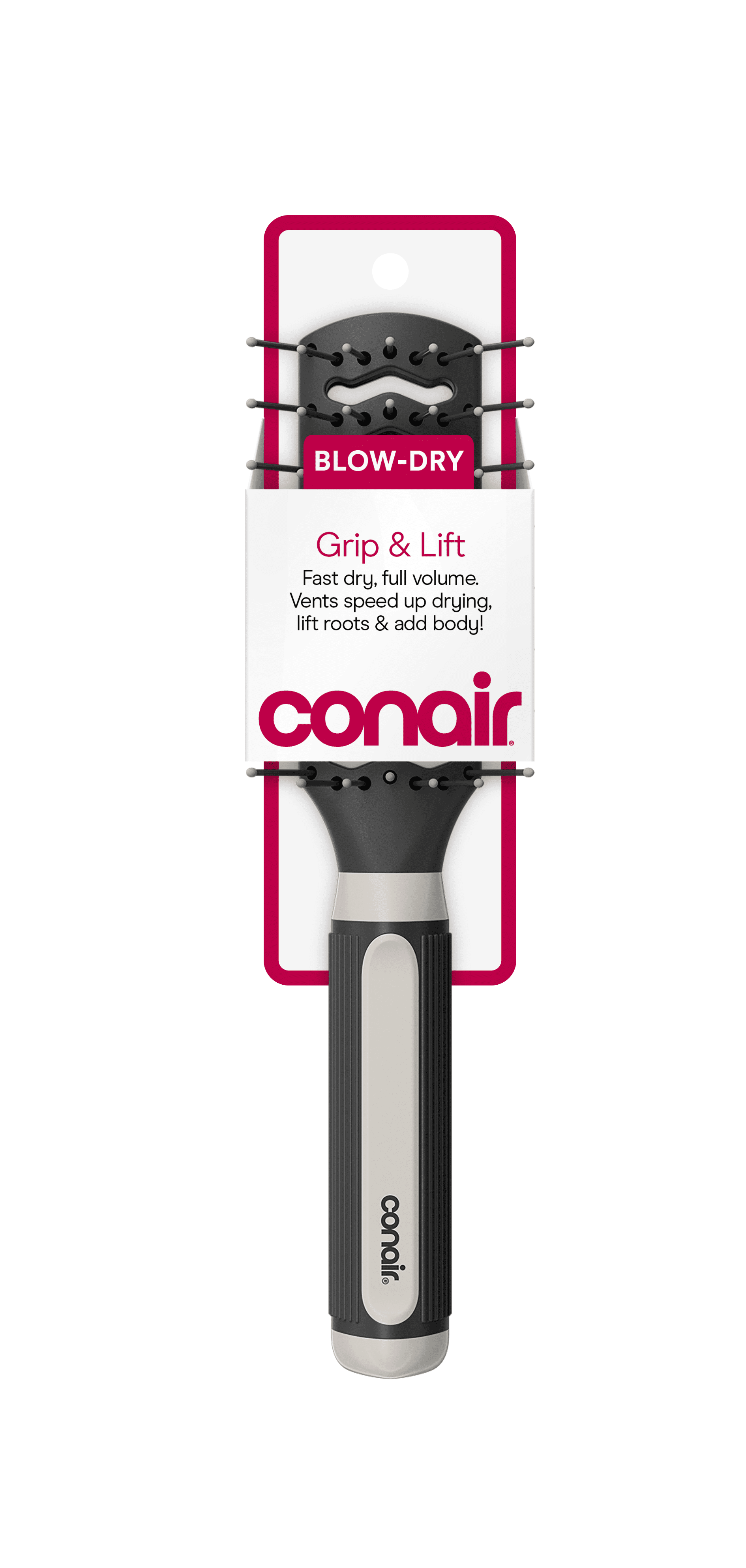(2 pack) Conair Grip & Lift Vented Hair Brush with Rubber-Grip Handle