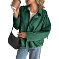 thumbnail image 2 of Long Sleeved Women Spring Fall Faux Suede Bomber Jackets Turn-down Collar Casual Lapel Zipper Jacket, 2 of 7