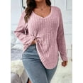 thumbnail image 5 of Women'S Plus Size Casual Knitted V-Neck Long Sleeve Sweater Light Pink 5XL, 5 of 6