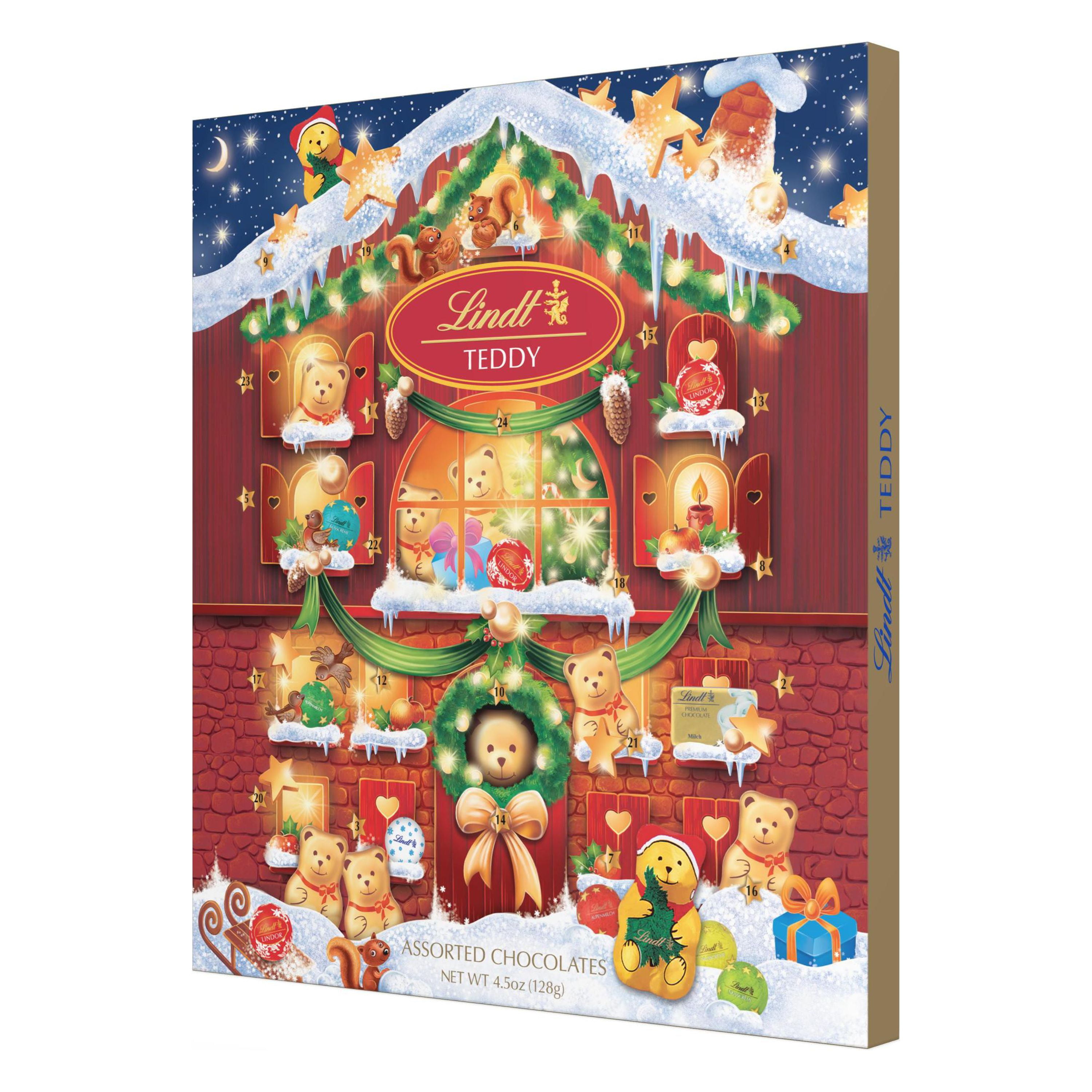 Lindt Holiday Teddy Bear Chocolate Candy 2023 Advent Calendar 4.5