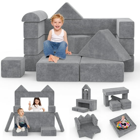Modular Couch Sofa for Kids Toddler, 12PCS Foam Play Couch for Floor/Bedroom/Playroom, Convertible Sofa, Sectional Sofa, Foam Climbing Block Playset, Fort Building Set for Boys Girls 3-6