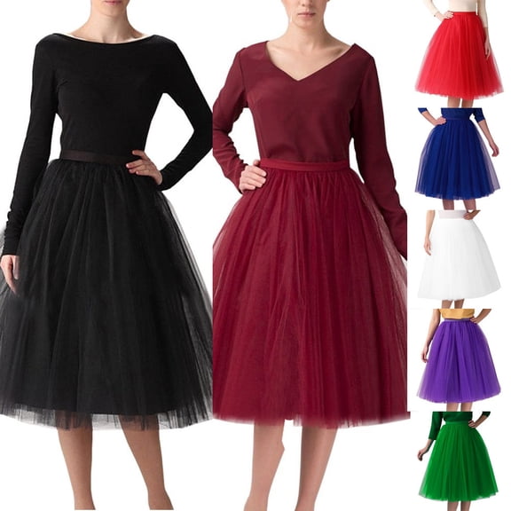 Women Skirt Carnival Clothes For Womens Pleated Knee Length Skirt Adult Tutu Dancing Skirt Mardi Gras Purple One Size
