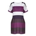 thumbnail image 4 of LWITHSZG Womens Plus Size Dresses Striped Short Sleeve T Shirt Dress Beach Vacation Outfits Loose Fit Summer Mini Sundress XL-5XL, 4 of 7