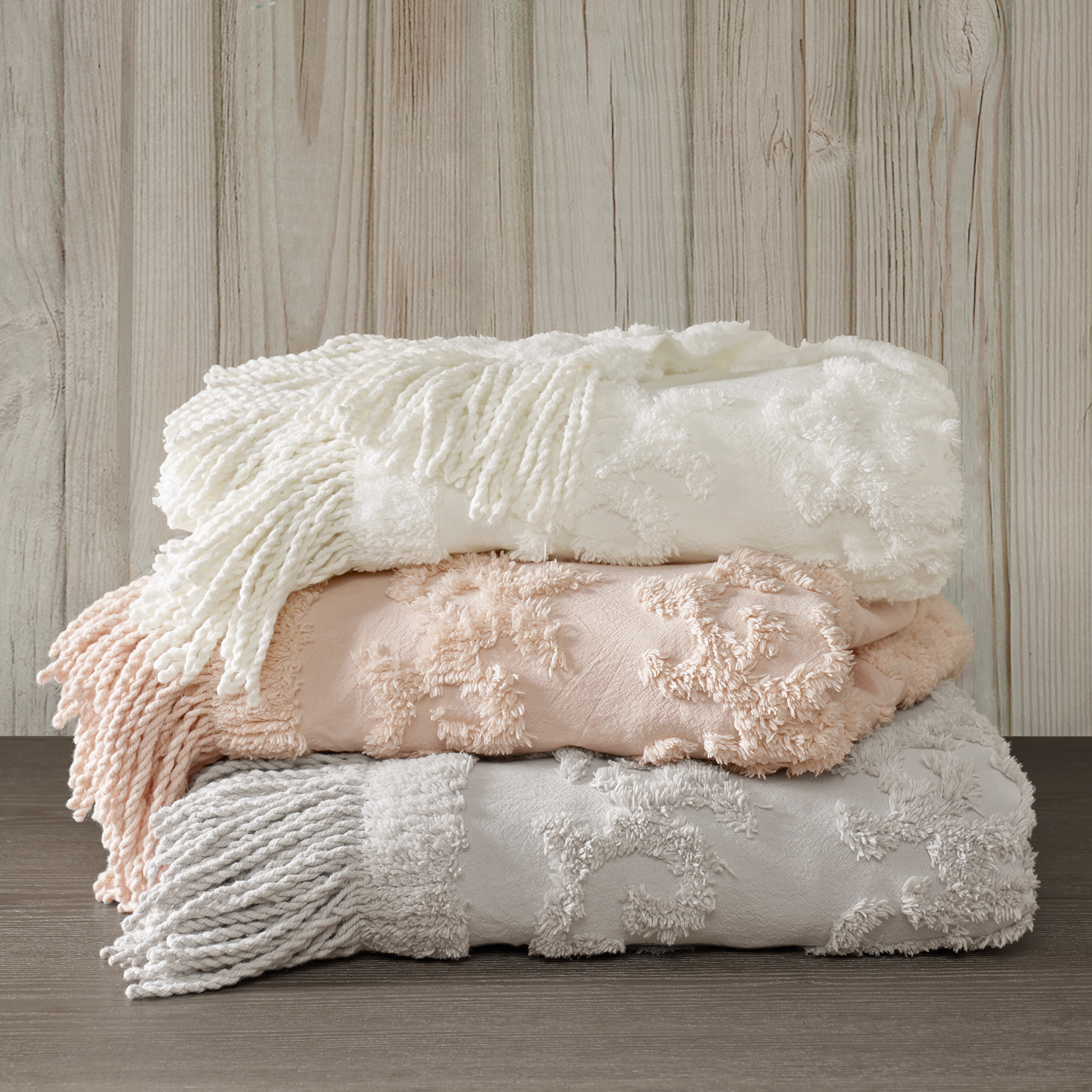 Home Essence Mila 100 Percent Cotton Tufted Throw Blanket, 50