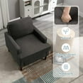 thumbnail image 2 of YOUDENOVA Modern Accent Chair Set of 2, Mid-Century Living Room Chair Linen Armchair with Wood Legs, Upholstered Cushion Small Sofa Chair Lounge Chair for Bedroom, Grey, 2 of 6