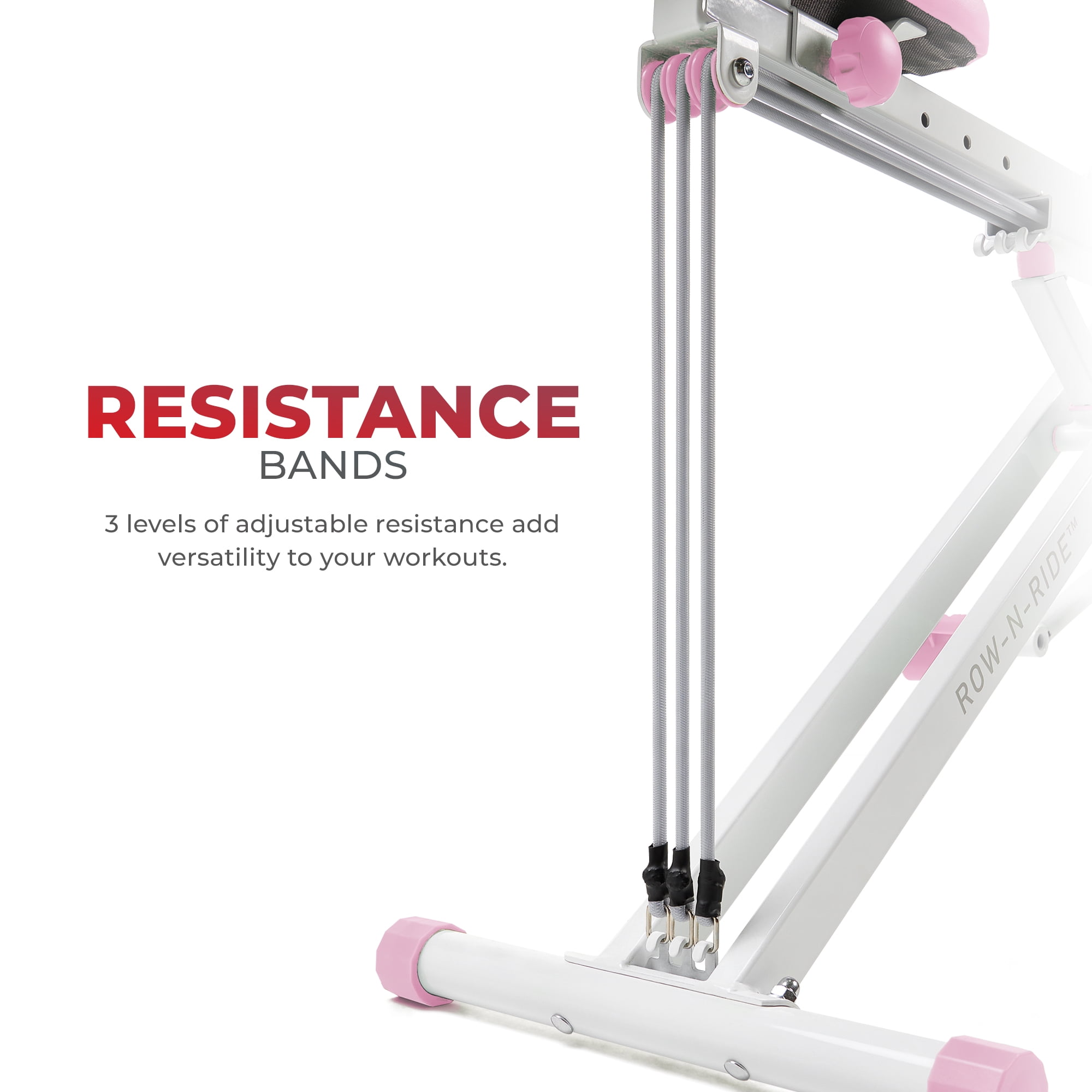 Sunny Health & Fitness SMART Upright Row-N-Ride® Squat Assist Exerciser in Pink w Free SunnyFit App via Bluetooth - P2100