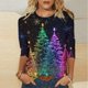 thumbnail image 2 of Camisetas de Navidad para Mujeres, 3/4 Manga Cuello Redondo Blusa con Estampado de Vacaciones, Top de Moda Casual, 2 of 9