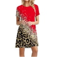 thumbnail image 1 of Qiopertar Robe d'Été Imprimée pour Femmes Fête de l'Indépendance Décontractée à Manches Courtes Col Rond Grandes Économies de Vacances! Moins de 5$ jusqu'à 90 % de Réduction, 1 of 5