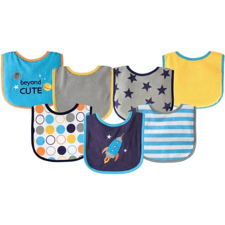 Carters Pink Bib - Luvable Friends Baby Boys' 7-Pack Bibs - navy/multi, one size