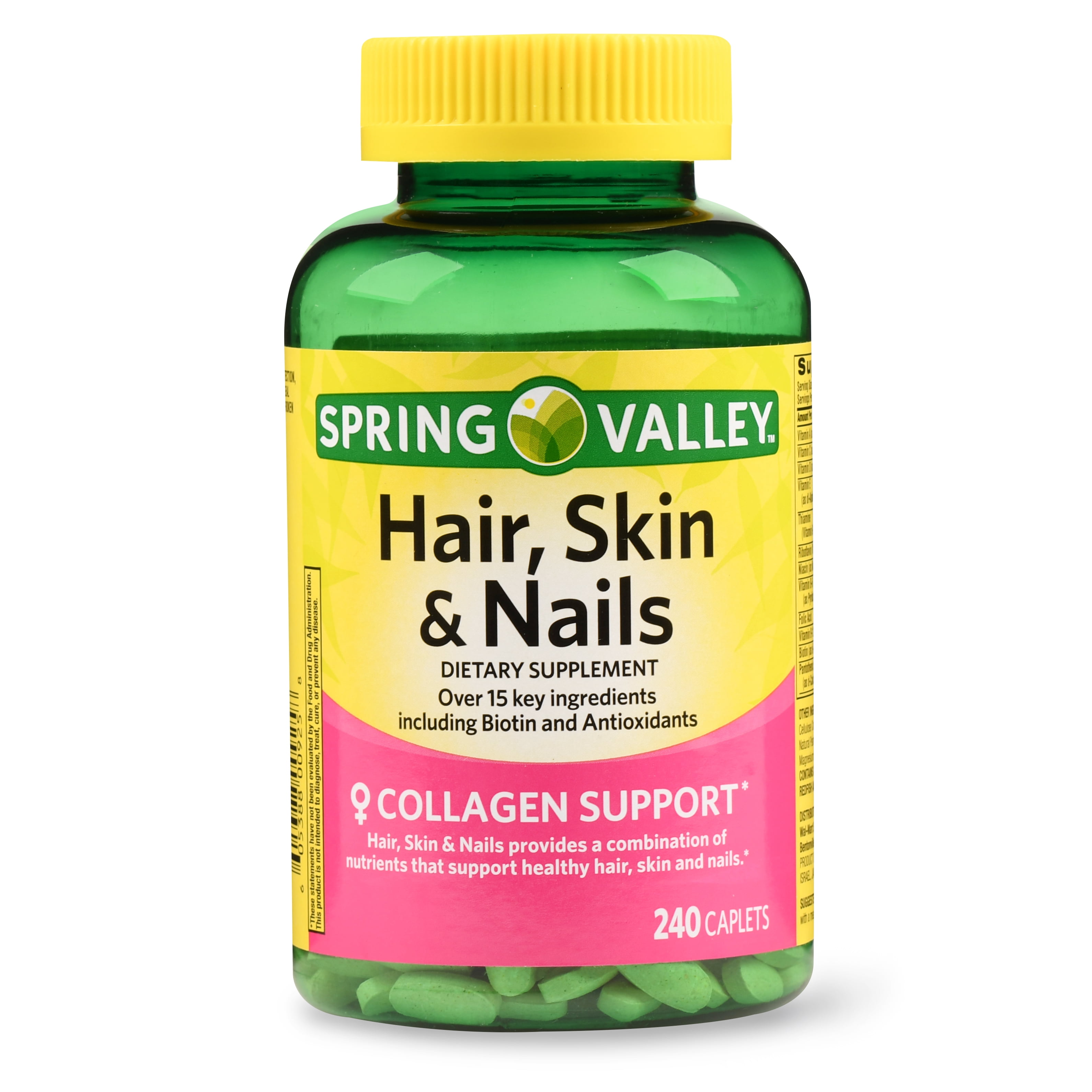 Spring Valley Hair Skin Nails Caplets With Biotin Antioxidants 3000 Mcg 240 Ct Walmart Com