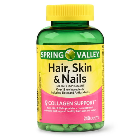 Spring Valley Hair, Skin & Nails Caplets with Biotin & Antioxidants, 3000 mcg, 240 (Best Biotin Supplement For Hair)
