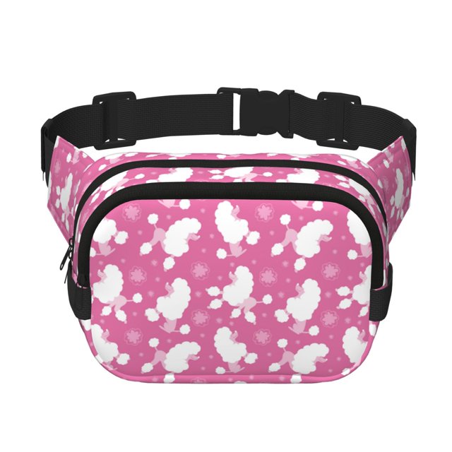 Fotbe Cute Poodle Dog Cangurera Cuadrada con Estampado de Doble Capa, Bolsa de Cintura Ajustable Mini para Hombres y Mujeres