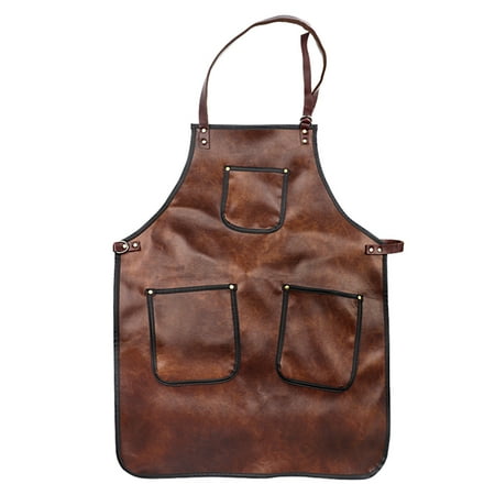 

HeroNeo Faux Leather Hairdresser Barber Apron Adjustable Cross-Back Multi Pockets Bib