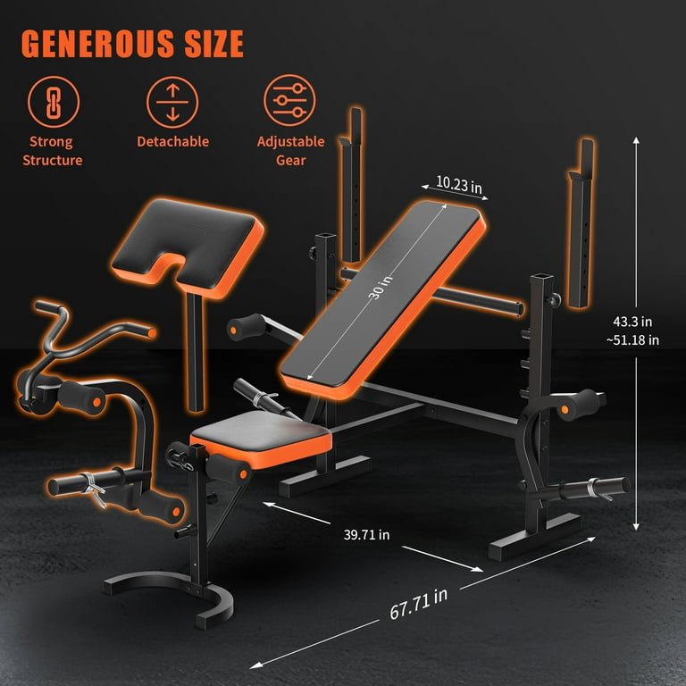 GIKPAL 660lb 6 in 1 Adjustable Weight Bench with Multi Purpose