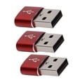 thumbnail image 5 of Paquete de 3 adaptadores de disco U USB 2.0 macho a tipo C hembra Adaptador USB a tipo C de metal para teléfono móvil portátil (rojo), 5 of 5