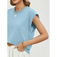 thumbnail image 4 of Chiclily Cap Sleeve Tank Tops for Women Summer Casual Basic T-Shirts, Light Blue 2XL, 4 of 6