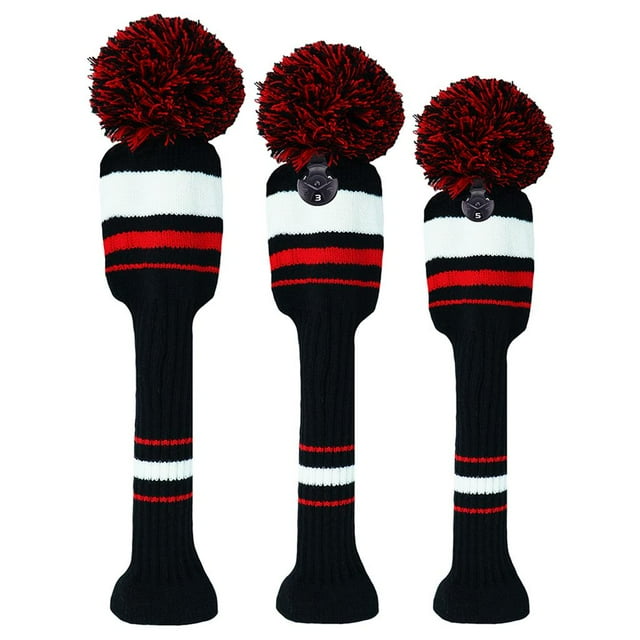 3 piezas de cubierta de para golf, cubierta antideslizante de punto para conductores de club, . degree 1 3 5 cubiertas para cabeza, Rayas Rojo Bnco DYNWAVEMX Cubierta de la cabeza del palo de golf