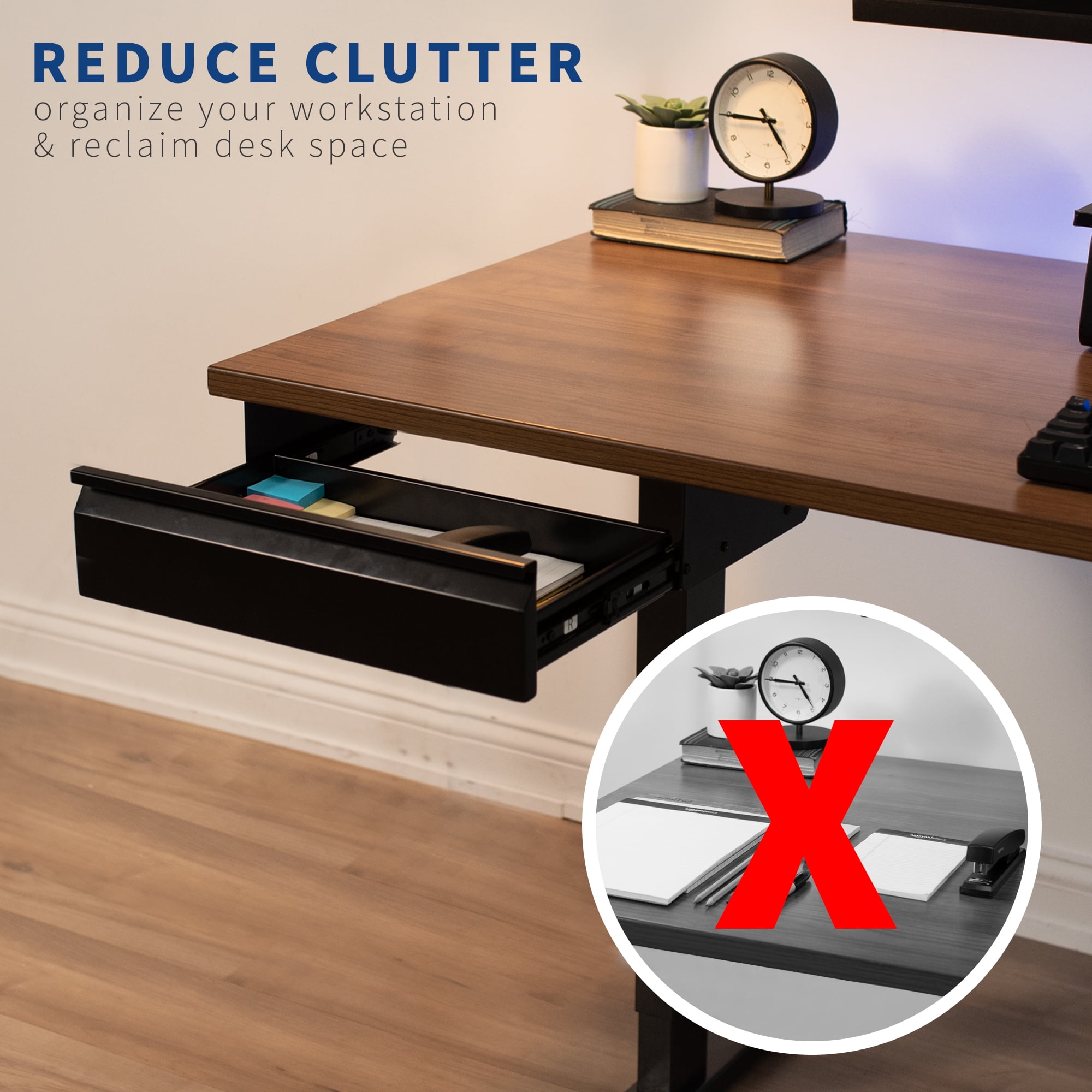 VIVO Black Space Saving 16" Pull Out Under Desk Storage Drawer without Shell