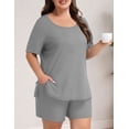 thumbnail image 3 of Daystry Womens Plus Size Pajama Sets 2 Piece Summer Short Sleeve Tops Shorts with Pockets for Lounge Sleepwear L-4XL, 3 of 9