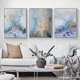 thumbnail image 2 of Set of 3 abstract decorative canvas paintings, blue marble prints, 2 of 5
