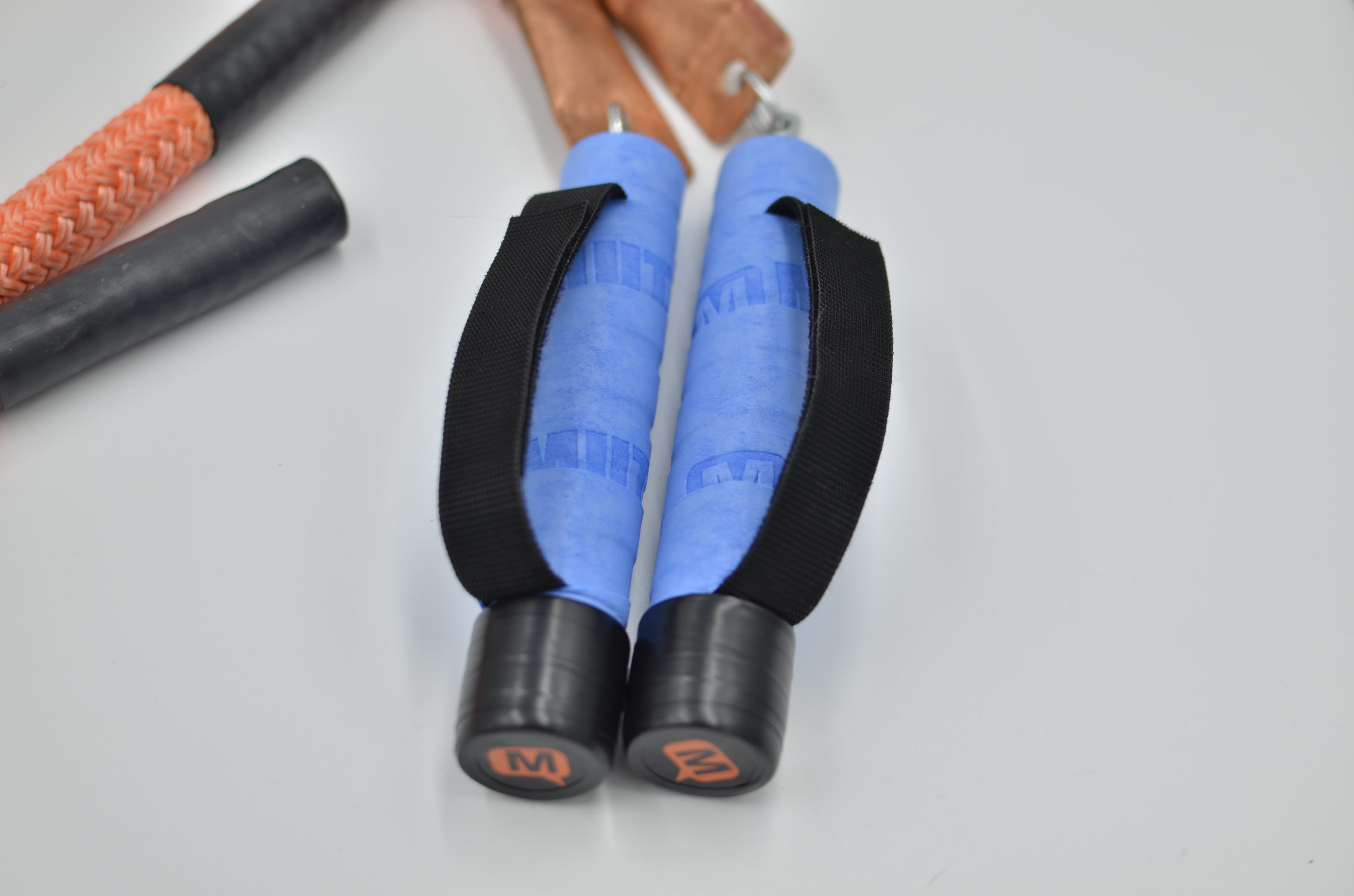 Mute Split Ropes® Adaptive Jump Rope CALF  4 oz. per side WITH GRIP ASSIST for wheelchair and seated fitness