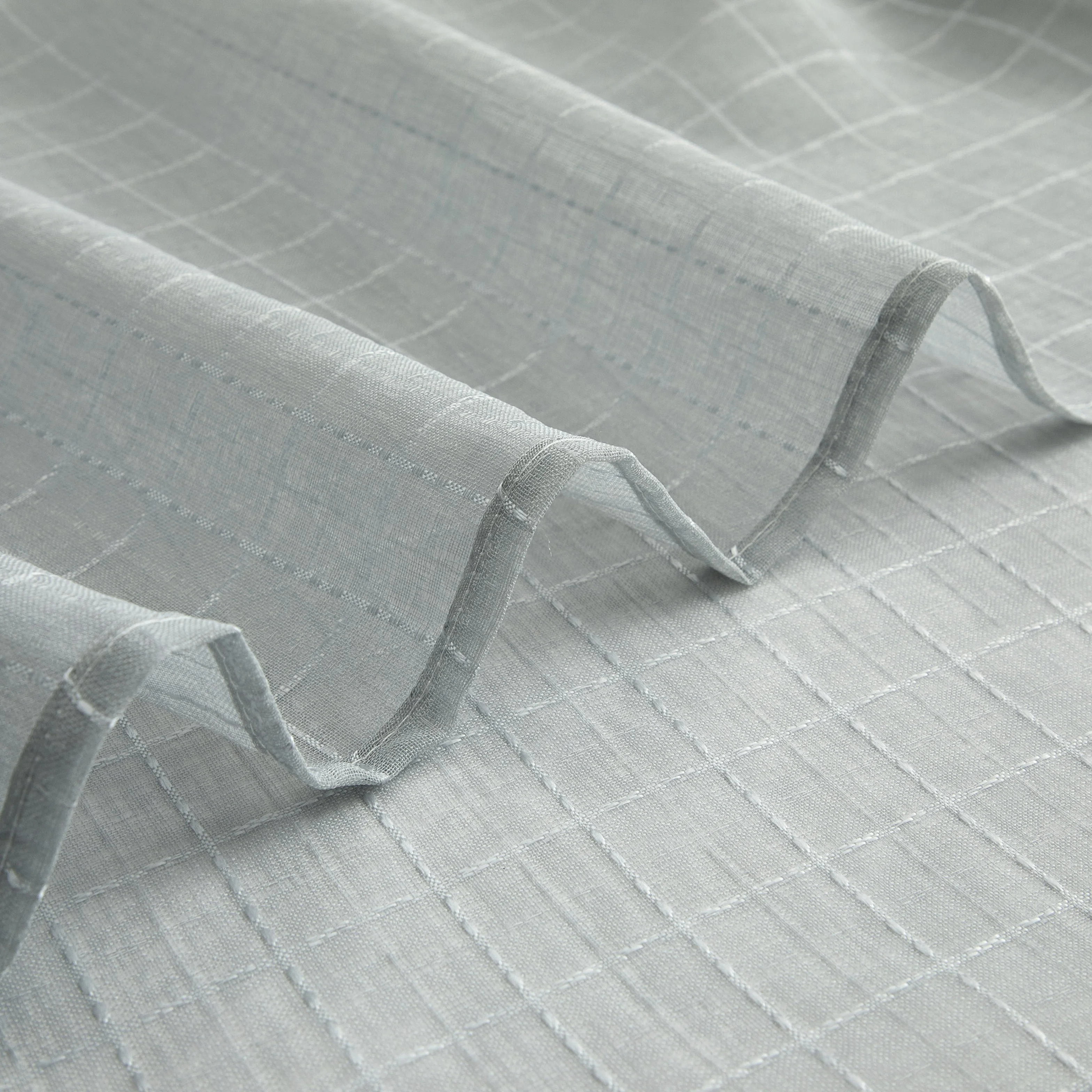 (2 pack) Mainstays Windowpane Sheer Curtain Panel Pair, Set of 2, Soft Silver, 38" W x 84" L