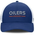 thumbnail image 2 of Men's Fanatics Blue/White Edmonton Oilers Authentic Pro Rink Lockup Adjustable Trucker Hat, 2 of 4