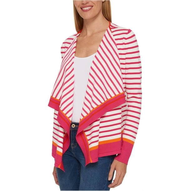 Tommy Hilfiger Mujer Flyaway Cardigan Suéter, Blanco, Mediano