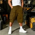 thumbnail image 2 of YSUEJPF Mens Long Shorts Ripstop Wrinkle Resistant‌ Baggy Cargo Capri Pants Twill Stretchy Outdoor Capris with Multi Pockets, 2 of 7