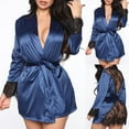 thumbnail image 2 of Lindreshi Robes for Women Clearance Plus Size Sexy Lingerie Women Silk Stripe Robe Satin Bathrobe Sleepwear Pajamas, 2 of 5