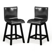 Furniture of America Omura Faux Leather Counter Stool in Black (Set of 2)