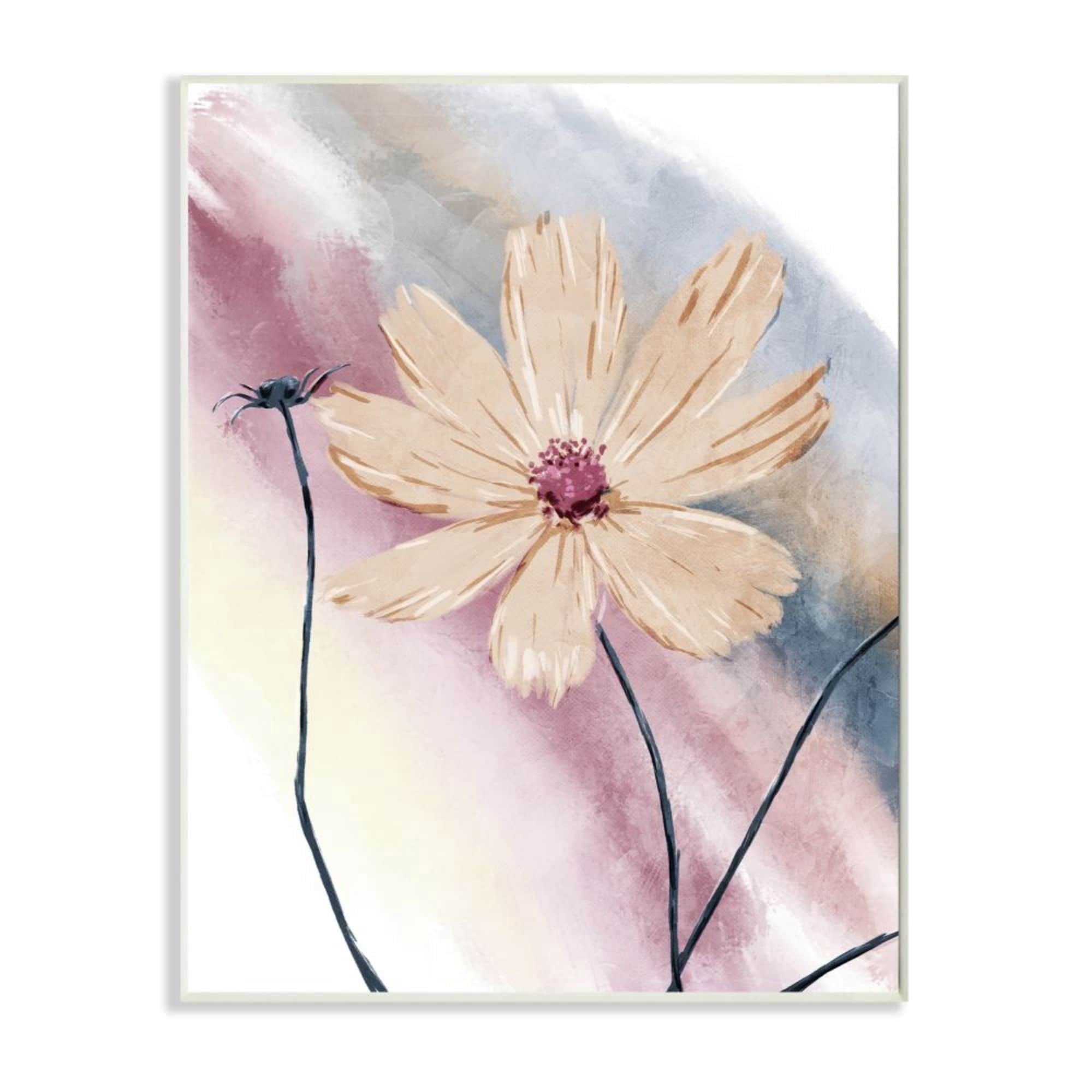 Stupell Industries Defined Beige Floral Soft Muted Rainbow Design by Onrei