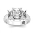 thumbnail image 3 of Oryn Jewelry 14K White Gold Plated Birthday Ring Band - 1.78 Ct Asscher Cut Moissanite Band for Women - Simple 3-Stone Anniversary Engagement Ring - 4 Prong Gift Band, 3 of 6