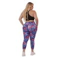 thumbnail image 4 of Plus Size High Waist Tummy Control Sports Leggings With Side Pockets - Blue  Pink Galaxy, 4 of 9