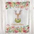 thumbnail image 1 of Deer Throw Blanket, Bohemian Woodland Animal in Scarf with Blossoming Spring Flowers, Flannel Fleece Accent with Personalized Name Photo Backdrop, 80" x 60", Apple Green Almond and Coral, by Ambesonne, 1 of 4