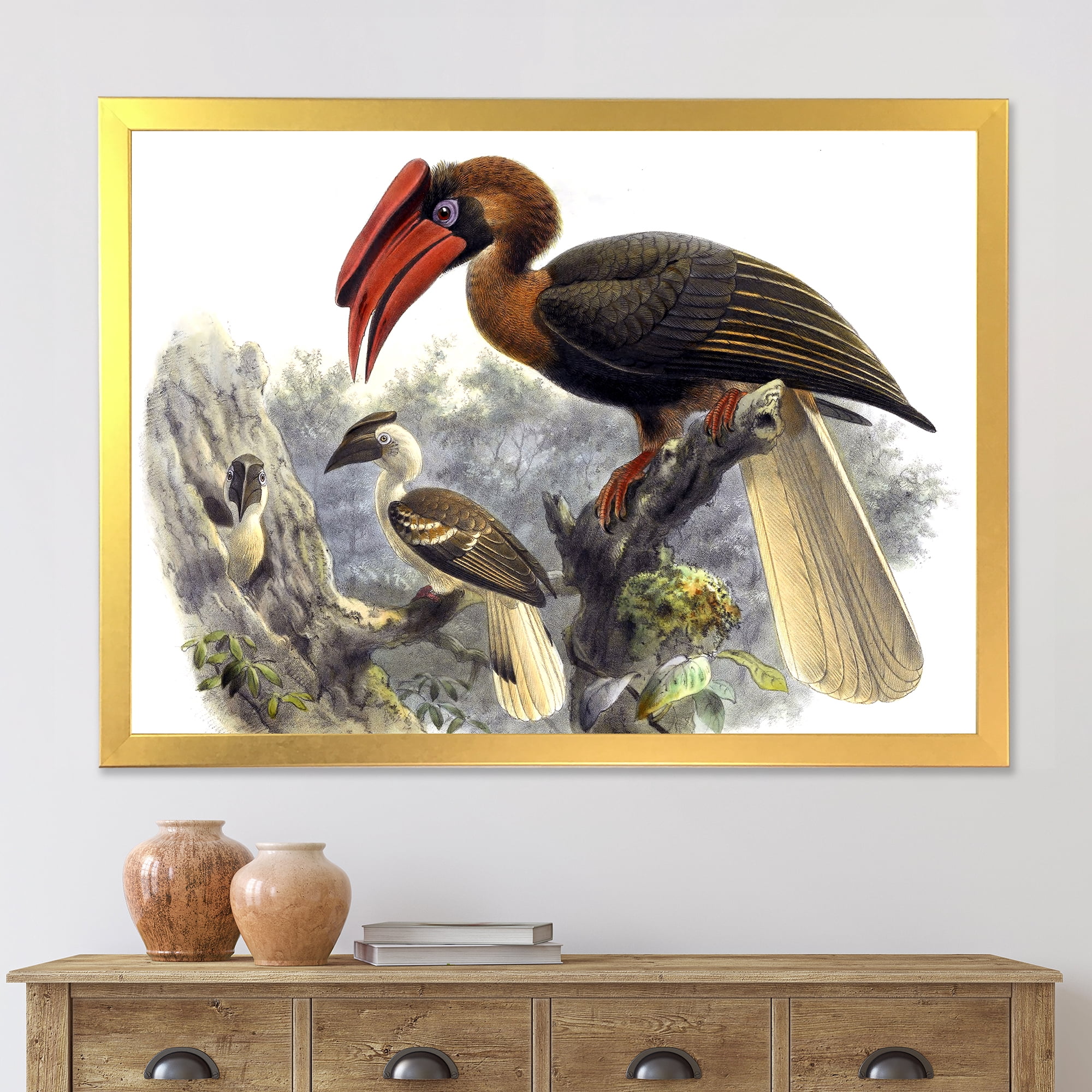 Designart 'Ancient Australian Birds XI' Traditional Framed Art Print