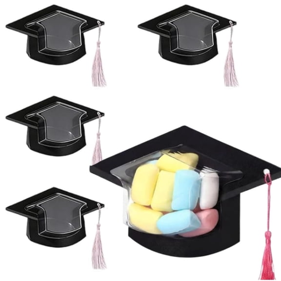 Graduation Cap Candy Cards with Candy Dome Holder and Tassel, DIY Graduation Candy Box Greeting Card Treat Container (5PC)