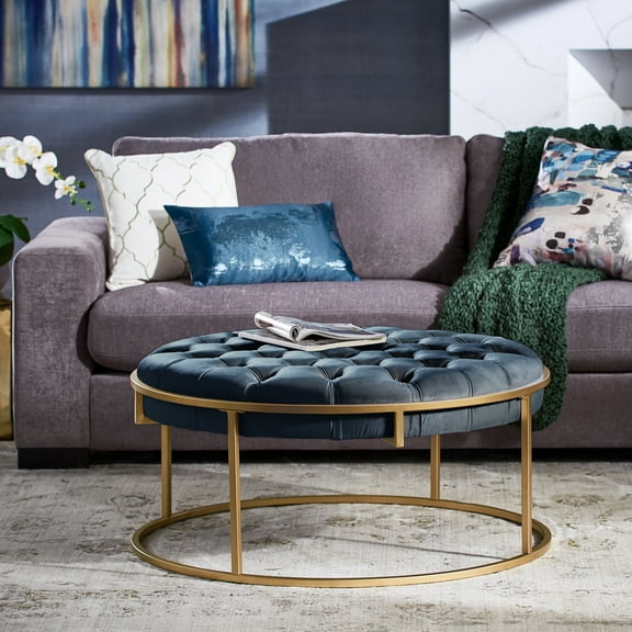 Velvet Ottomans Blue